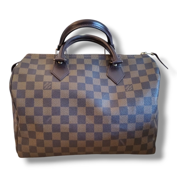 LOUIS VUITTON Speedy 30 Damier Ebene Satchel Bag Brown COA, Lock & Key - Picture 2 of 16